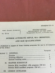 Army Subject Schedule 23-14 M14 (modified) And BAR qualification