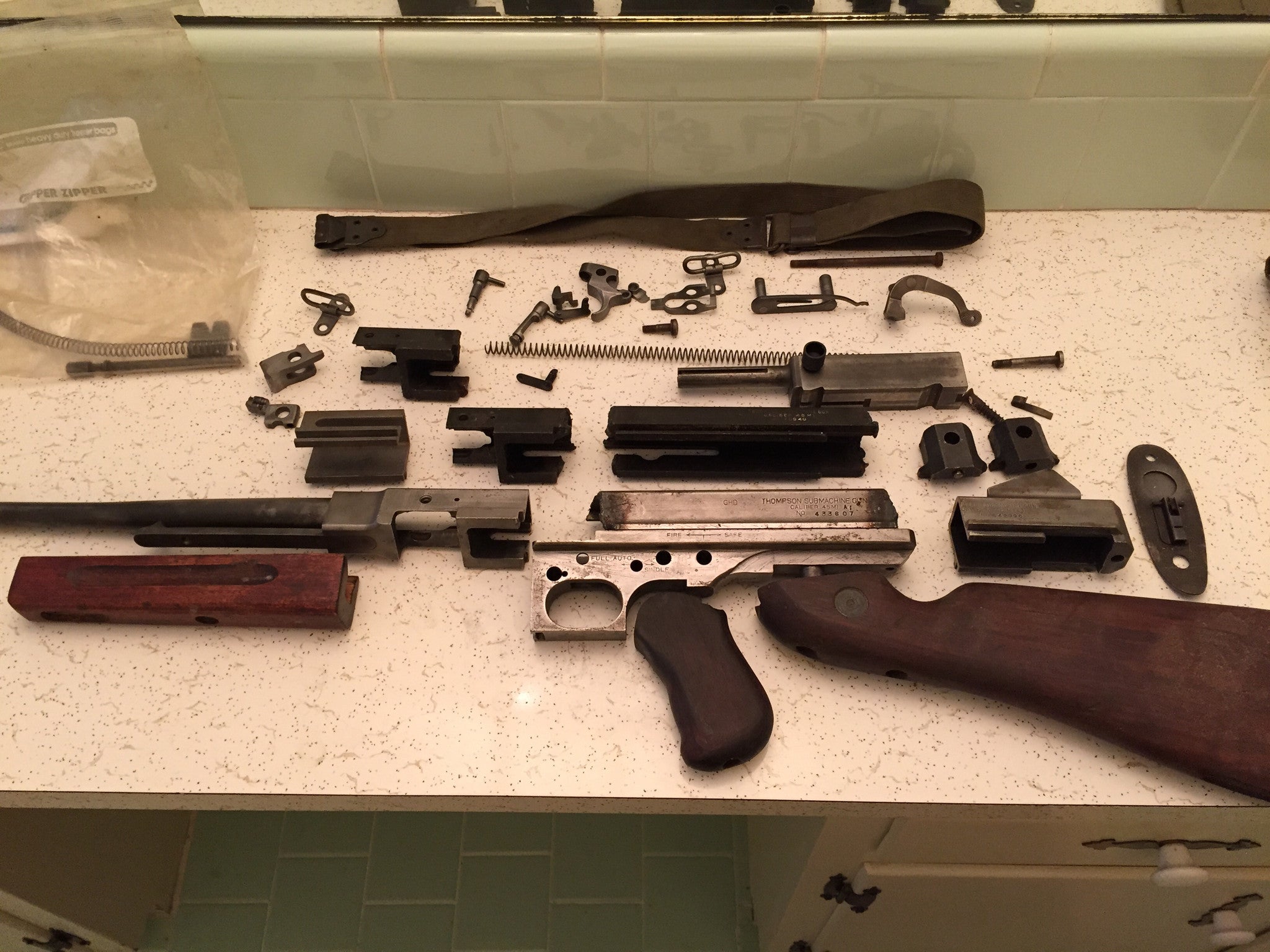 M1a1 Thompson TSMG parts kit and demilled receiver