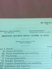 Technical Regulations 1300-30-F Browning Machine Rifle, .30, M1922