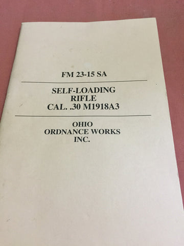Ohio Ordnance works M1918a3 manual