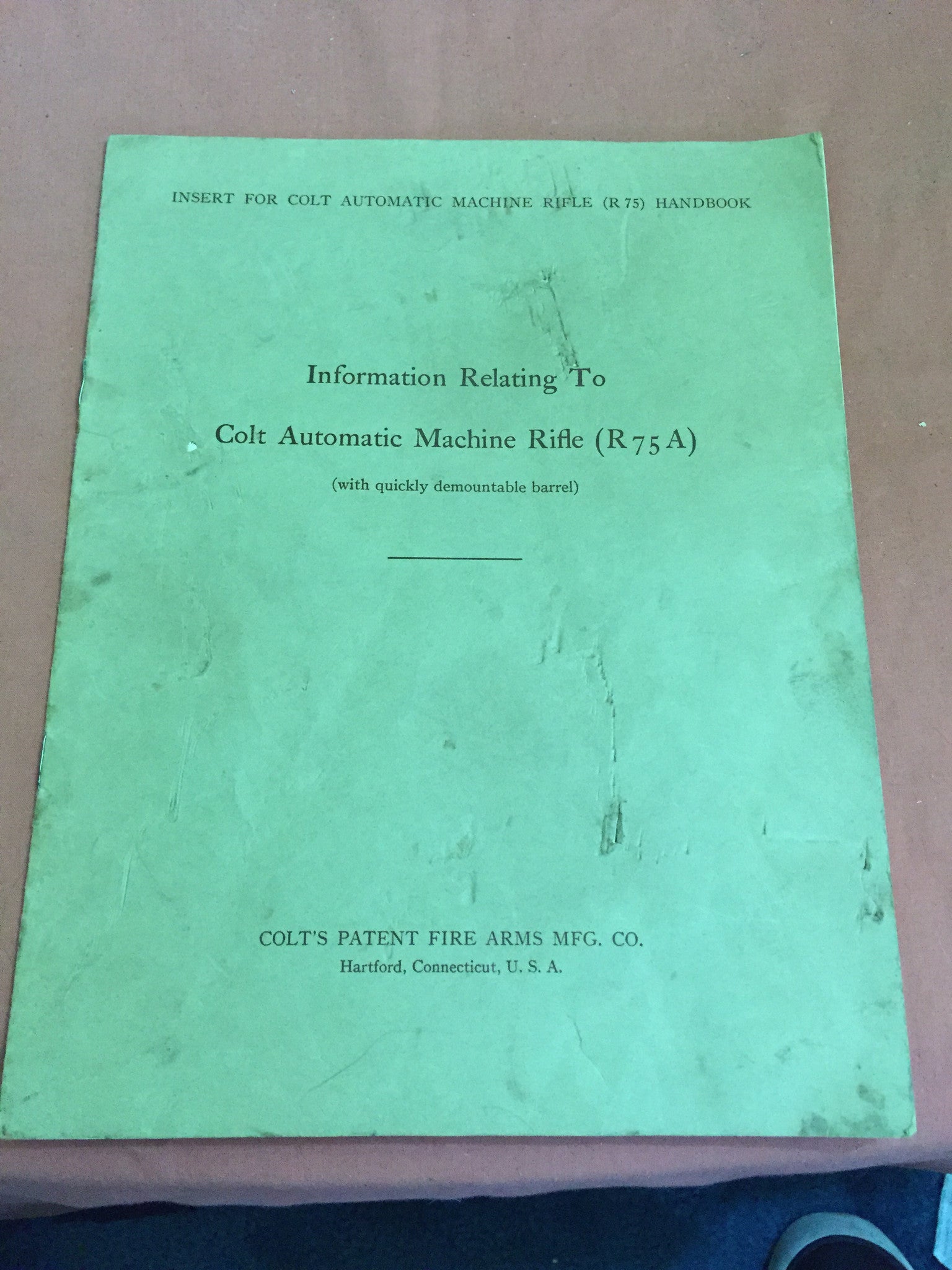 Insert for Colt Automatic Machine Rifle (R75) Handbook – WWII BAR Man
